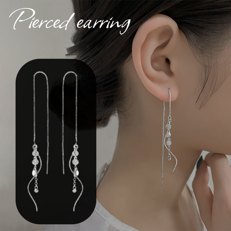 ピアス アメリカンピアス レディース アクセサリー 女性用 チェーン シルバーカラー 揺れる ゆらゆら ウェーブ 可愛い おしゃれ 上品 エレガント 記念日 誕生日 プレゼント 贈り物 ギフト ファッション小物 銀色