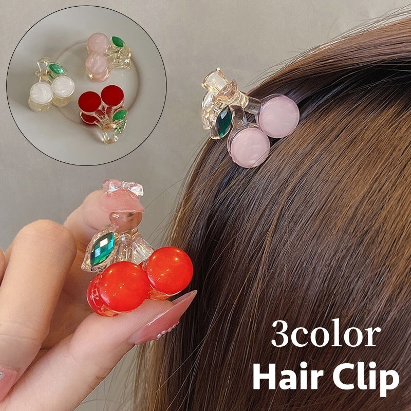 ミニヘアクリップ 単品 バンスクリップ ヘアアクセサリー レディース 女性 髪飾り 小さめ 小ぶり さくらんぼ チェリー シェル風 シンプル 可愛い お洒落 ヘアアレンジ お出かけ 普段使い プレゼント 贈り物 プチギフト