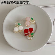 ミニヘアクリップ 単品 バンスクリップ ヘアアクセサリー レディース 女性 髪飾り 小さめ 小ぶり さくらんぼ チェリー シェル風 シンプル 可愛い お洒落 ヘアアレンジ お出かけ 普段使い プレゼント 贈り物 プチギフト