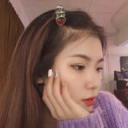 ミニヘアクリップ バンスクリップ ヘアアクセサリー レディース 女性 ガールズ 女の子 髪留め 髪飾り フルーツモチーフ イチゴ レモン 可愛い かわいい ヘアアレンジ おしゃれ 可愛い お出かけ 普段使い プレゼント 贈り物 ギフト