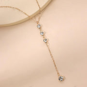 ネックレス レディース 女性 アクセサリー ラリエット風 ラインストーン キラキラ おしゃれ 可愛い ギフト プレゼント 贈り物 シンプル 清楚 きれいめ 大人上品