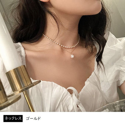 ネックレス ブレスレット 単品 2連 ペンダント パール調 商品画像3