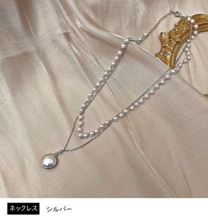 ネックレス ブレスレット 単品 2連 ペンダント パール調 商品画像4