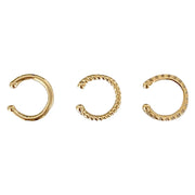 イヤーカフ 3個セット レディース 女性 アクセサリー ファッション雑貨 丸形 ラウンド型 細め 小型 ラインストーン シルバーカラー ゴールドカラー シンプル かわいい キュート フェミニン エレガント プレゼント ギフト