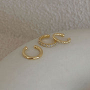 イヤーカフ 3個セット レディース 女性 アクセサリー ファッション雑貨 丸形 ラウンド型 細め 小型 ラインストーン シルバーカラー ゴールドカラー シンプル かわいい キュート フェミニン エレガント プレゼント ギフト