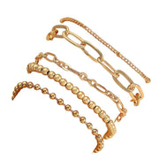 ブレスレット セット レディース アクセサリー 腕輪 チェーンブレスレット ゴールドカラー シルバーカラー 重ね付け ボールチェーン ロープチェーン スタイリッシュ バングル おしゃれ 華奢