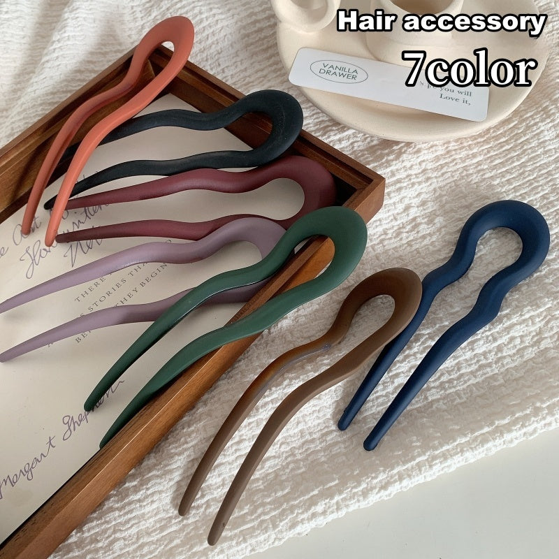 かんざし U型 Uピン レディース 女性 ヘアアクセサリー 髪留め 髪飾り まとめ髪 ウェーブ 波型 おしゃれ シンプル マット エレガント デイリー 普段使い 和装 フォーマル 入学式 成人式 浴衣