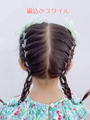 ヘアクリップ 1ペア ヘアアクセサリー キッズ 子ども 子供 女の子 女児 髪留め 髪飾り 編み込み ヘアアレンジ ロング リボン