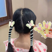 ワイヤ―ポニー ヘアワイヤー タイトポニー コイルアップポニー ヘアゴム 同色2個セット 同色2本セット キッズ 子供用 子ども用 女の子 ヘアアクセサリー 蝶 スパイラル ツインテール 可愛い かわいい キュート フェミニン ガーリー ポップ カジュアル