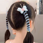 ワイヤ―ポニー ヘアワイヤー タイトポニー コイルアップポニー ヘアゴム 同色2個セット 同色2本セット キッズ 子供用 子ども用 女の子 ヘアアクセサリー 蝶 スパイラル ツインテール 可愛い かわいい キュート フェミニン ガーリー ポップ カジュアル