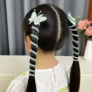 ワイヤ―ポニー ヘアワイヤー タイトポニー コイルアップポニー ヘアゴム 同色2個セット 同色2本セット キッズ 子供用 子ども用 女の子 ヘアアクセサリー 蝶 スパイラル ツインテール 可愛い かわいい キュート フェミニン ガーリー ポップ カジュアル