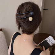 ヘアクリップ バナナクリップ レディース ヘアアクセサリー 髪留め 髪飾り ヘアアレンジ まとめ髪 クロス パール調