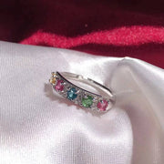 指輪 オープンリング レディース アクセサリー ファッションリング ラインストーン カラフル 可愛い おしゃれ シルバーカラー 女性用 婦人用 ファッション小物 記念日 誕生日 贈り物 プレゼント ギフト