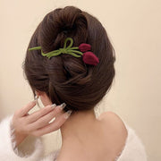 ヘアクリップ バンスクリップ レディース 女性 婦人 ヘアアクセサリー ヘアアレンジ まとめ髪 髪留め 髪飾り 簡単 チューリップ 花 アクセント 可愛い ファッション小物