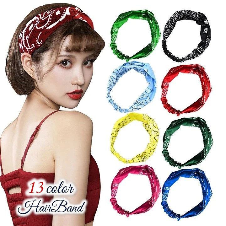ヘアバンド ヘッドバンド カチューム バンダナ柄 ヘアアクセサリー レディース 商品画像
