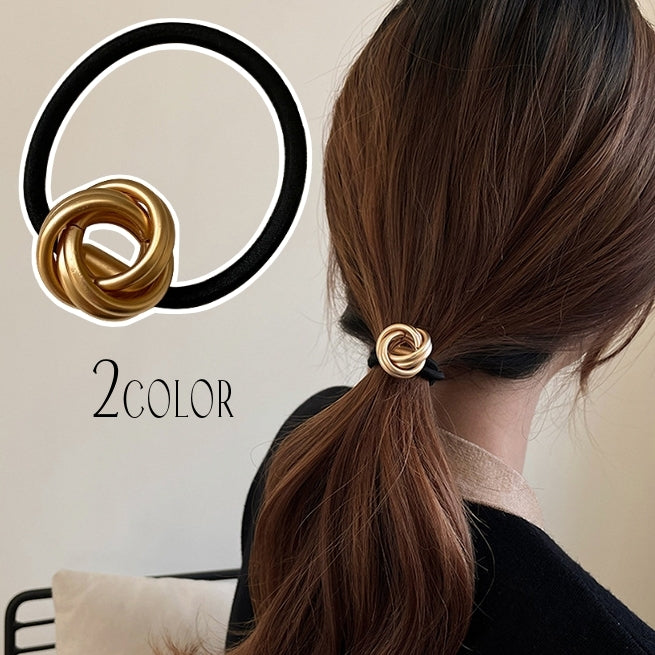 ヘアゴム ヘアアクセサリー レディース 女性用 髪ゴム 単品 ゴールドカラー メタル モチーフ 髪飾り 髪留め ヘアアレンジ ポニーテール 上品 かわいい おしゃれ デイリー お出かけ 普段使い