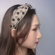 カチューシャ レディース 女性 ヘアアクセサリー ファッション雑貨 ヘアバンド風 リボン シフォン生地 総柄 ドット 水玉 ブラック オフホワイト シンプル カジュアル かわいい キュート ガーリー フェミニン