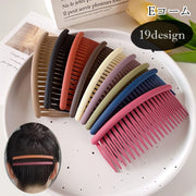 Eコーム 髪留め レディース 女性 ヘアアクセサリー ファッション雑貨 幅広 横長 無地 ブラック ブラウン オフホワイト ブルー シンプル カジュアル フェミニン ガーリー 可愛い キュート おしゃれ シック ライトフォーマル
