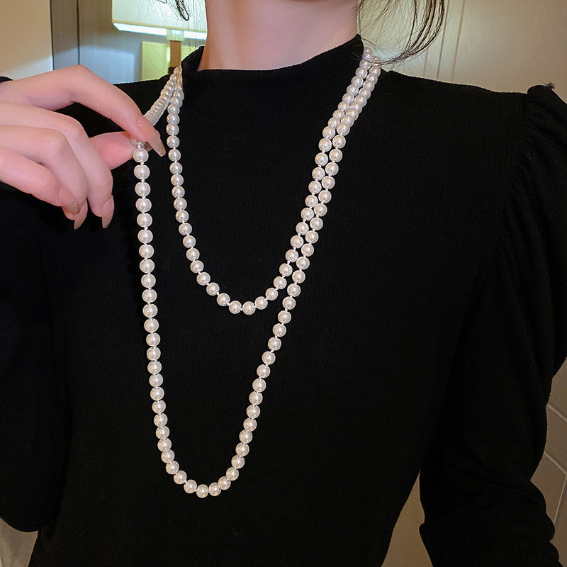 ネックレス ロングネックレス レディース 女性 アクセサリー 2重 2連 パール調 ロング 長い 上品 シンプル おしゃれ きれいめ かわいい 入学式 卒業式 結婚式 2次会 パーティー 入園式 卒園式 洋装 和装