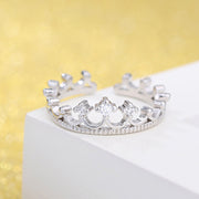 指輪 オープンリング レディース アクセサリー ラインストーン 王冠 シルバーカラー 可愛い おしゃれ 女性用 婦人 記念日 誕生日 ギフト 贈り物 プレゼント デート 外出 お出掛け ファッション小物 服飾小物