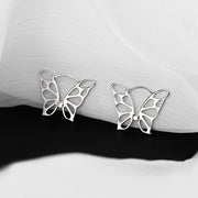 ピアス フープピアス レディース 女性 アクセサリー 蝶 バタフライ シルバーカラー シンプル お洒落 可愛い ファッション小物 ギフト プレゼント