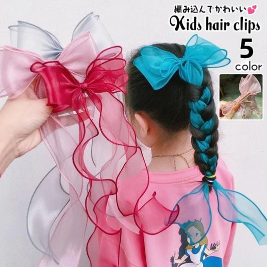 ヘアクリップ ヘアアクセサリー キッズ 女の子 子ども リボン型 商品画像