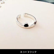 指輪 オープンリング 単品 レディース アクセサリー カジュアルリング ハート ネコ耳 猫 デザインリング 可愛い おしゃれ