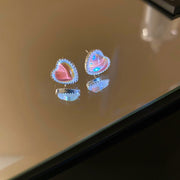 ピアス スタッドピアス 両耳用 レディース 女性 アクセサリー 耳飾り ハート ラインストーン シンプル かわいい キュート ガーリー 定番 おしゃれ プレゼント ギフト 記念日 お出かけ 銀色