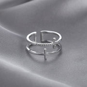 オープンリング 指輪 アクセサリー レディース 女性 十字架 ラインストーン ファッション雑貨 かわいい おしゃれ ギフト プレゼント 贈り物