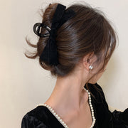 バンスクリップ レディース ヘアアクセサリー リボン ブラック シンプル かわいい おしゃれ