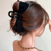 バンスクリップ レディース ヘアアクセサリー リボン ブラック シンプル かわいい おしゃれ