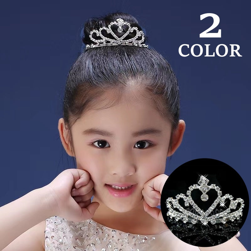 ティアラ キッズ 子供用 王冠 クラウン ヘアアクセサリー 髪飾り ラインストーン ハート かわいい キラキラ 発表会 結婚式 仮装 女の子