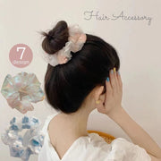 シュシュ レディース ヘアアクセサリー チュール シアー 透け感 花 刺繍 オーロラ イチゴ かわいい おしゃれ まとめ髪 ヘアアレンジ ヘアゴム ポニーテール お団子 シニヨン デイリー 普段使い 女性用 婦人用 パステルカラー ピンク イエロー パープル ブルー 黄色 紫 青 水色