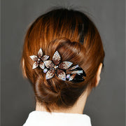 ヘアクリップ ヘアアクセサリー レディース 女性用 ヘアピン お花 ラインストーン 髪飾り 髪留め ジュエリー風 華やか キラキラ 綺麗 大人 結婚式 お呼ばれ パーティー 成人式 発表会 お出かけ ヘアアレンジ 婦人用 紫 青 ローズ グレー