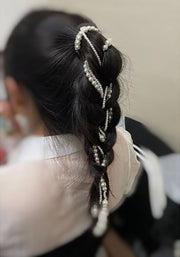 ヘアアクセサリー ヘッドドレス レディース 髪飾り 髪留め ヘアクリップ ロング パール風 ヘアアレンジ 三つ編み ツインテール
