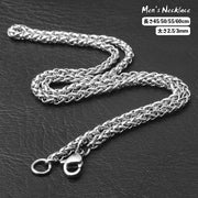 チェーンネックレス メンズ アクセサリー シンプル 編み込み風 ターラント 首飾り 太さ 2.5mm 3mm 長さ 45cm 50cm 55cm 60cm カジュアル デイリー おしゃれ かっこいい ギフト プレゼント 贈り物 男性用 レディース 女性用 ユニセックス 男女兼用