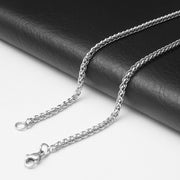 チェーンネックレス メンズ アクセサリー シンプル 編み込み風 ターラント 首飾り 太さ 2.5mm 3mm 長さ 45cm 50cm 55cm 60cm カジュアル デイリー おしゃれ かっこいい ギフト プレゼント 贈り物 男性用 レディース 女性用 ユニセックス 男女兼用