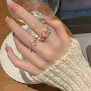 オープンリング 指輪 レディース 女性用 アクセサリー 花 ラインストーン 贈り物 ギフト プレゼント おしゃれ かわいい 上品