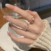 オープンリング 指輪 レディース 女性用 アクセサリー 花 ラインストーン 贈り物 ギフト プレゼント おしゃれ かわいい 上品
