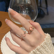 オープンリング 指輪 レディース 女性用 アクセサリー 花 ラインストーン 贈り物 ギフト プレゼント おしゃれ かわいい 上品