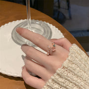 オープンリング 指輪 レディース 女性用 アクセサリー 花 ラインストーン 贈り物 ギフト プレゼント おしゃれ かわいい 上品