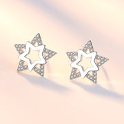 スタッドピアス レディース ラインストーン アクセサリー 女性 婦人 スター 星形 キラキラ 可愛い おしゃれ 上品 普段使い プレゼント シルバーカラー