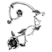 スタッドピアス ピアス イヤーカフ風 レディース 女性 アクセサリー 耳飾り バラ 薔薇 ローズ 大ぶり ゴシック パンク ゴスロリ おしゃれ かっこいい リーフ 葉 お出かけ パーティ プレゼント ギフト 誕生日 記念日 黒 金色 銀色