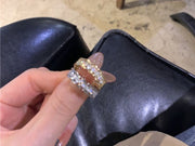 オープンリング 指輪 フリーサイズ アクセサセリー レディース 女性 ラインストーン シンプル 上品 かわいい 細め キラキラ ゴールドカラー シルバーカラー ファッション小物 普段使い 贈り物 プレゼント 婦人用