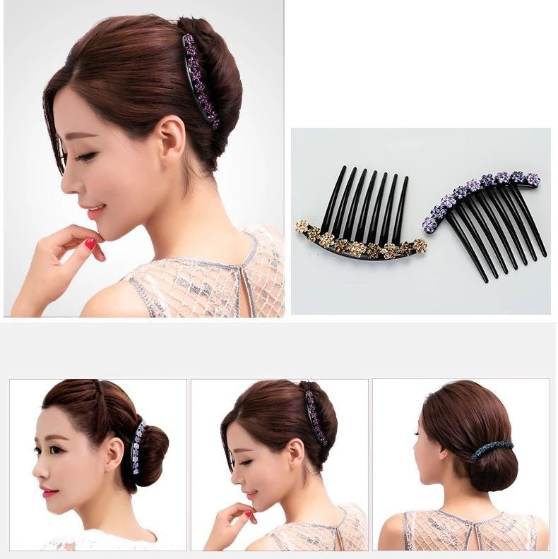 ヘアコーム 夜会巻きコーム ヘアアクセサリー レディース 女性用 ラインストーン 商品画像2