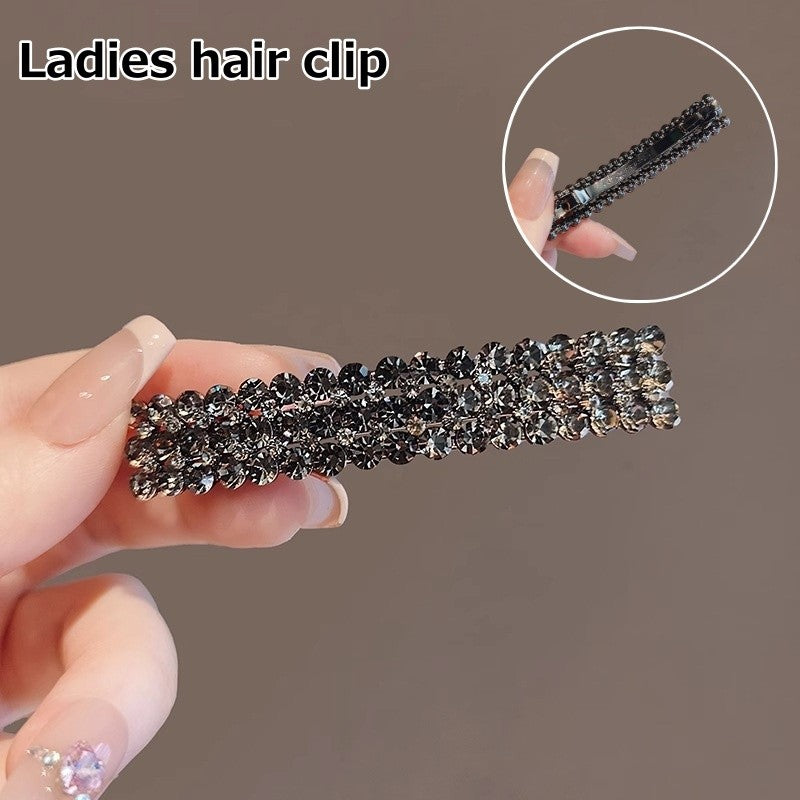 ヘアクリップ レディース 女性 単品 横長 ストレート 全面ラインストーン スクエア スプリング式 挟み留め ハーフアップ 後頭部 ヘアアレンジ 髪留め お出かけ プレゼント シンプル おしゃれ かわいい まとめ髪