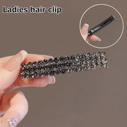 ヘアクリップ レディース 女性 単品 横長 ストレート 全面ラインストーン スクエア スプリング式 挟み留め ハーフアップ 後頭部 ヘアアレンジ 髪留め お出かけ プレゼント シンプル おしゃれ かわいい まとめ髪