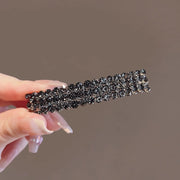 ヘアクリップ レディース 女性 単品 横長 ストレート 全面ラインストーン スクエア スプリング式 挟み留め ハーフアップ 後頭部 ヘアアレンジ 髪留め お出かけ プレゼント シンプル おしゃれ かわいい まとめ髪