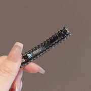 ヘアクリップ レディース 女性 単品 横長 ストレート 全面ラインストーン スクエア スプリング式 挟み留め ハーフアップ 後頭部 ヘアアレンジ 髪留め お出かけ プレゼント シンプル おしゃれ かわいい まとめ髪