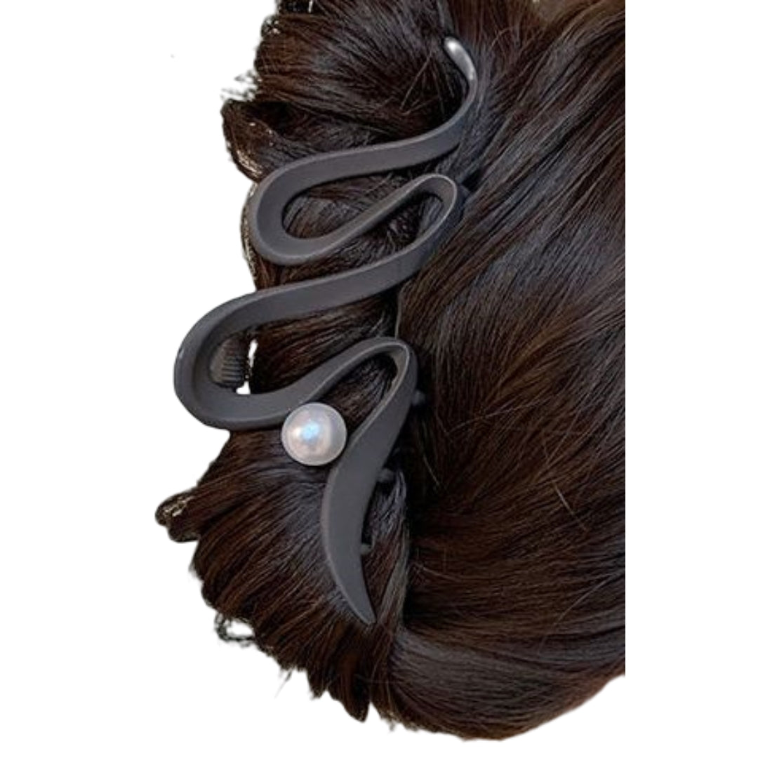 ヘアクリップ レディース ヘアアクセサリー バンスクリップ ウェーブ フェイクパール パール調 おしゃれ かわいい きれいめ 上品 大人女子 女性
